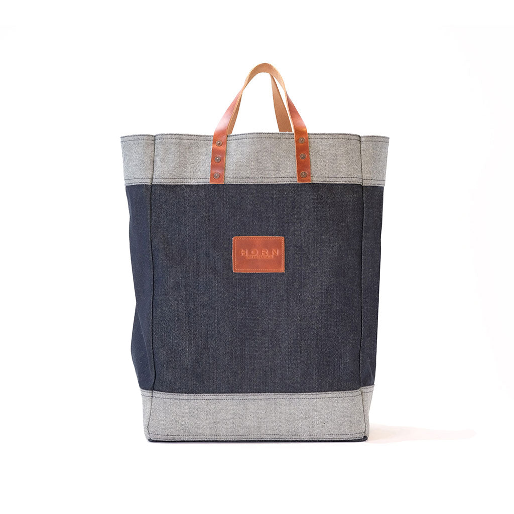 re-useable market bag in indigo