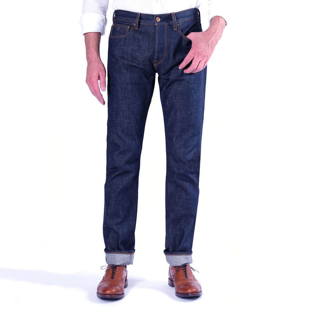 indigo straight leg jeans