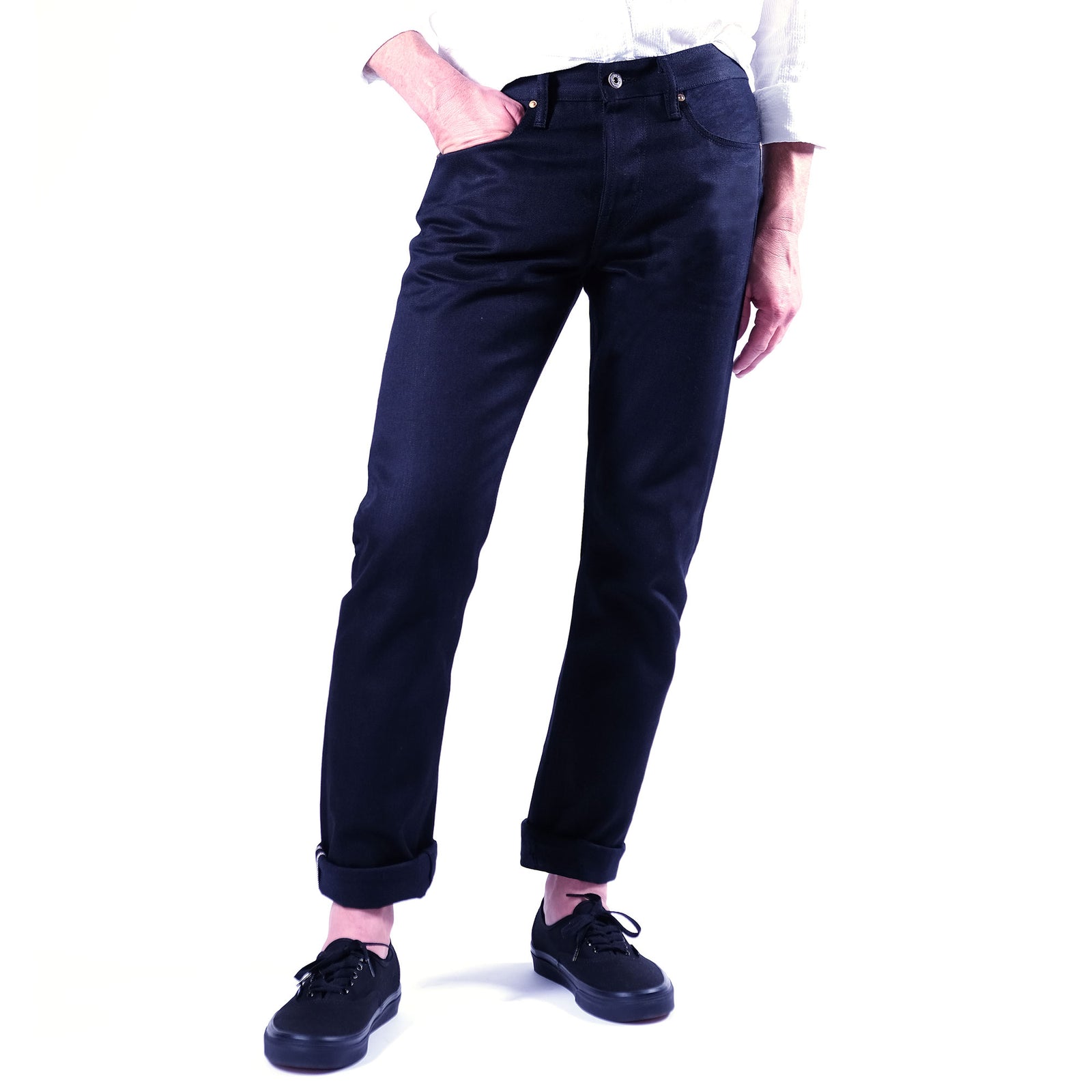 Horn_Dude_Raw_Selvage_Denim_Jean_In_Black_Front