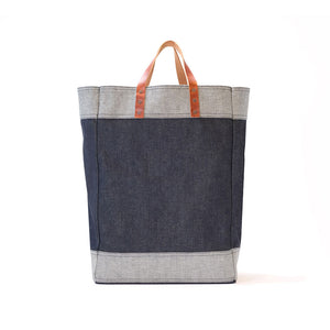 reusable denim market bag back