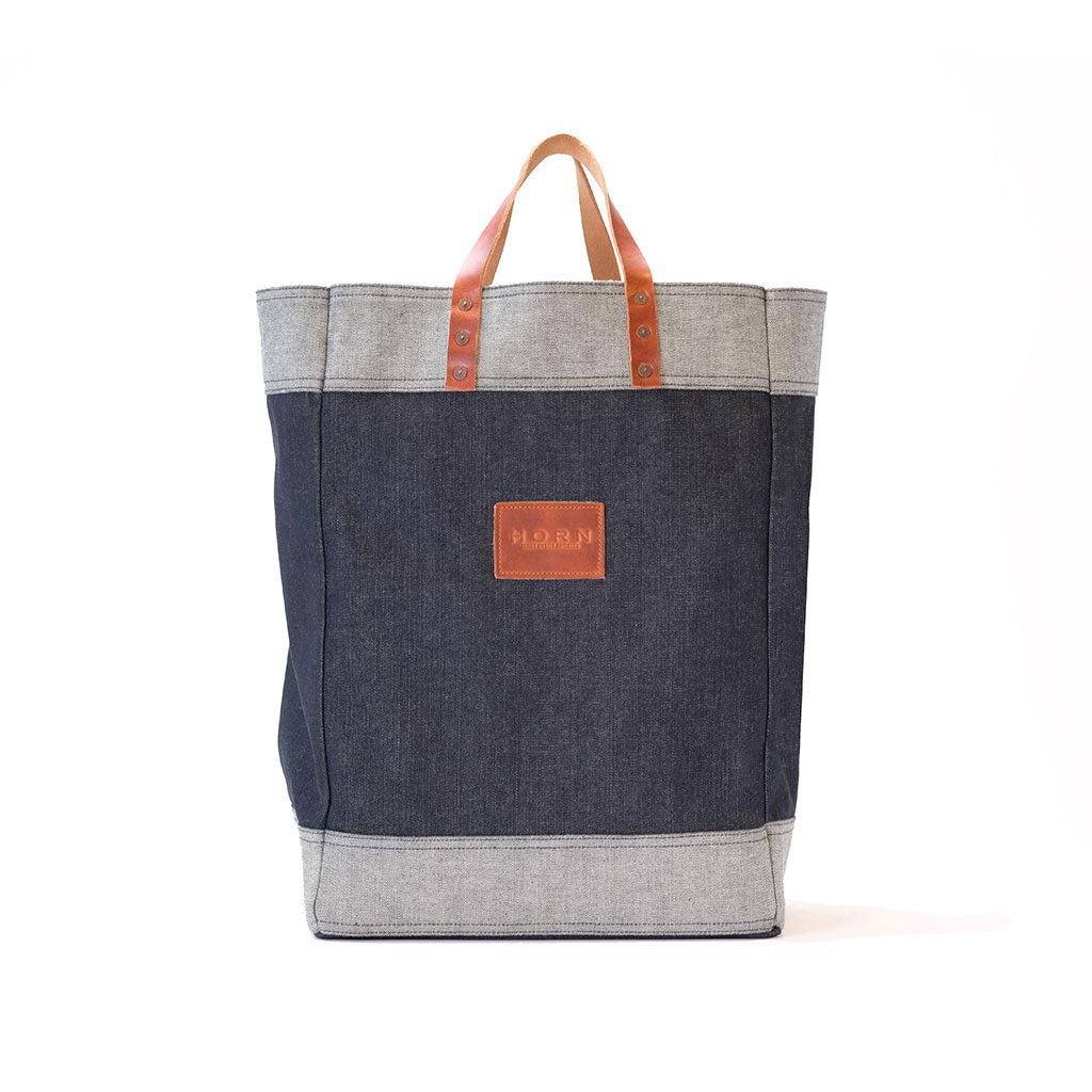 reusable denim market bag front
